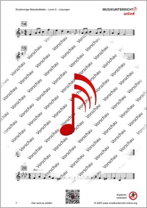 Vorschaubild Einstimmige Melodiediktate Level 3 Seite 7